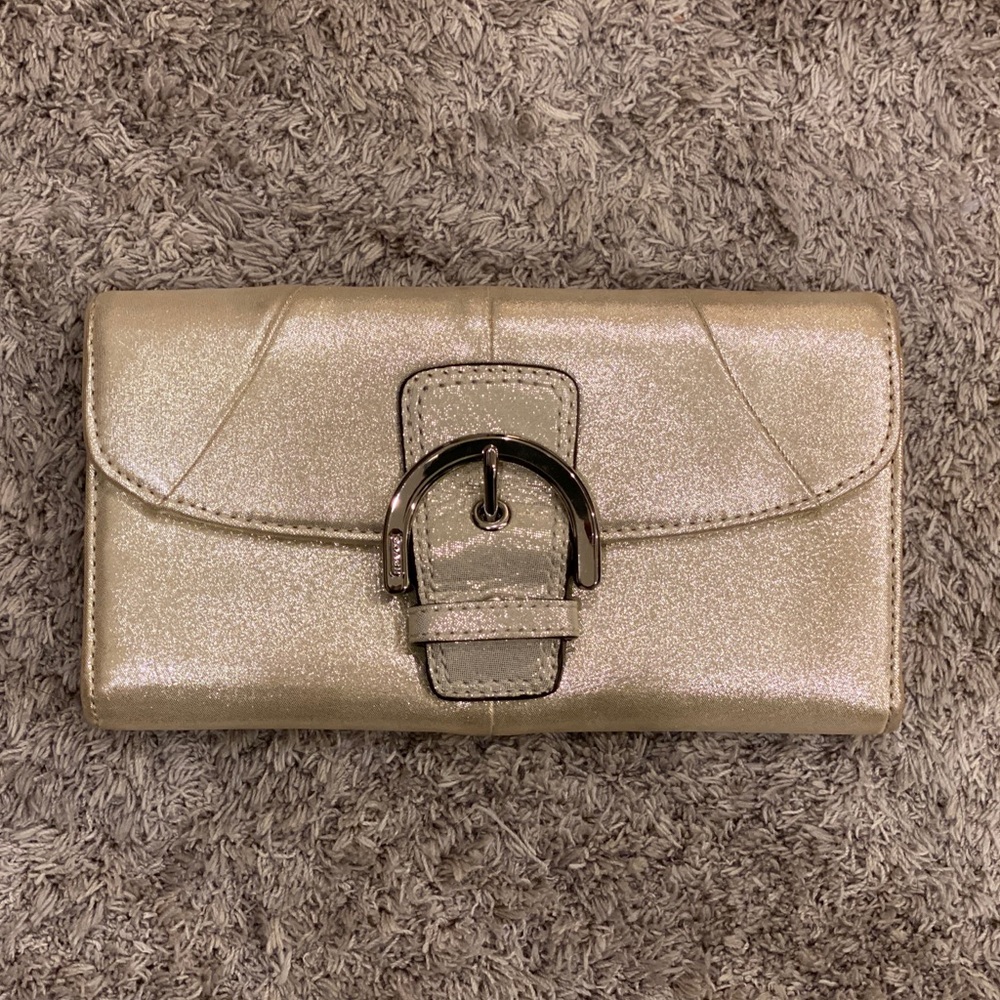 COACH Sparkling Cream Wallet with Buckle